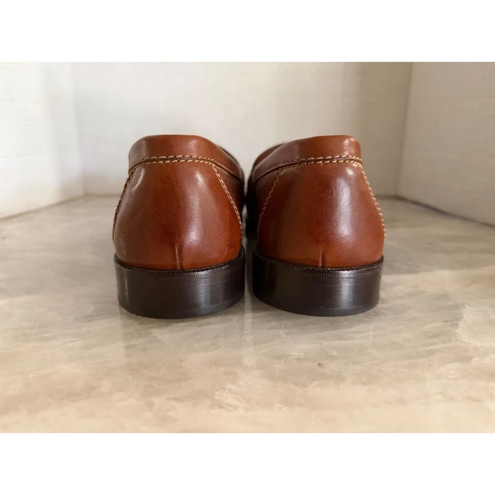 Cole Haan Penny Loafers Mens 10.5 M Brown Leather Moc Toe Slip On E07 01462 Good